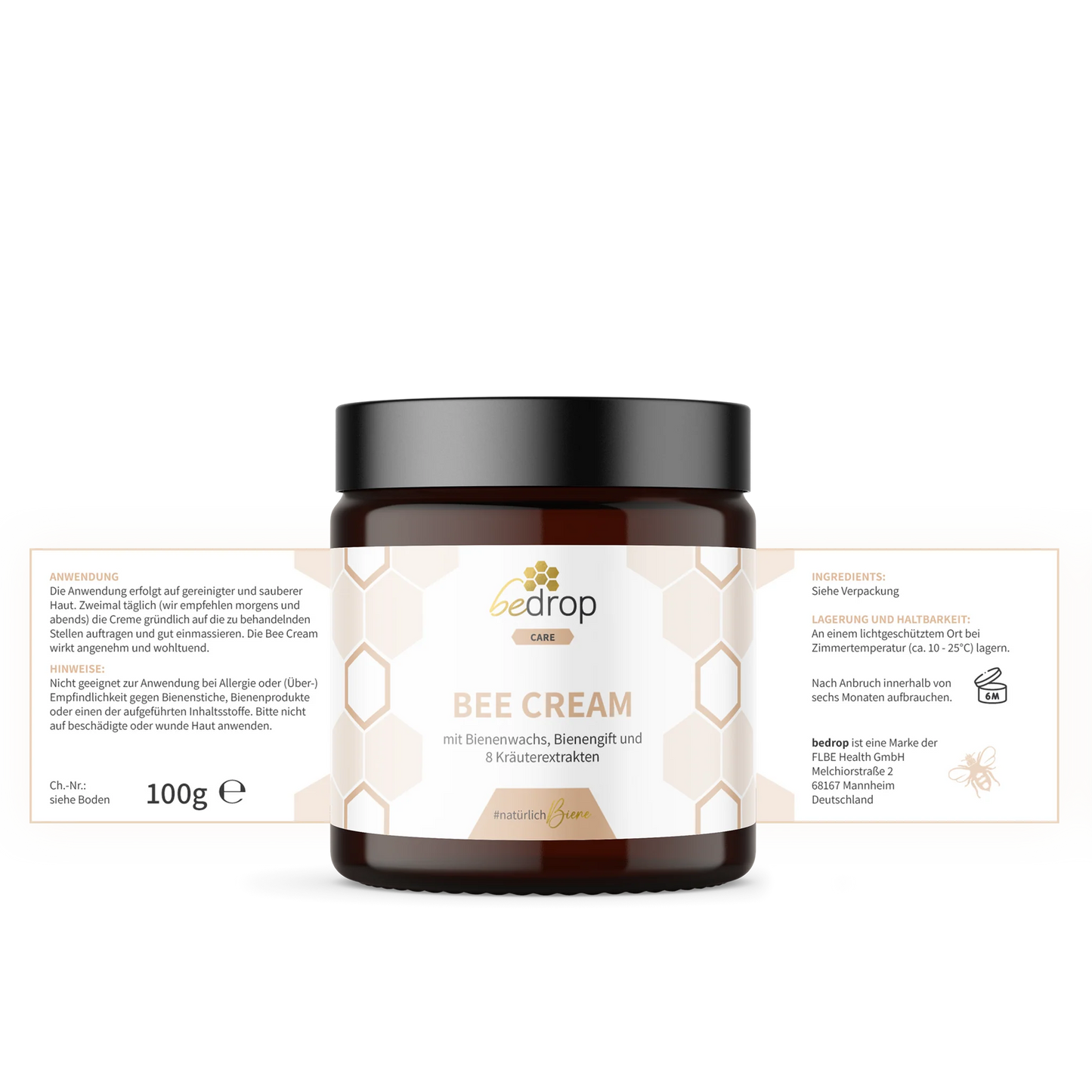 Bee Cream Bienengiftsalbe mit 8 Kräuterextrakten - 100g